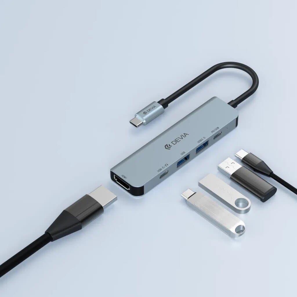DEVIA Leopard Series C to USB*2+C+PD 100W+HDMI(4K) 5 In 1 HUB 2