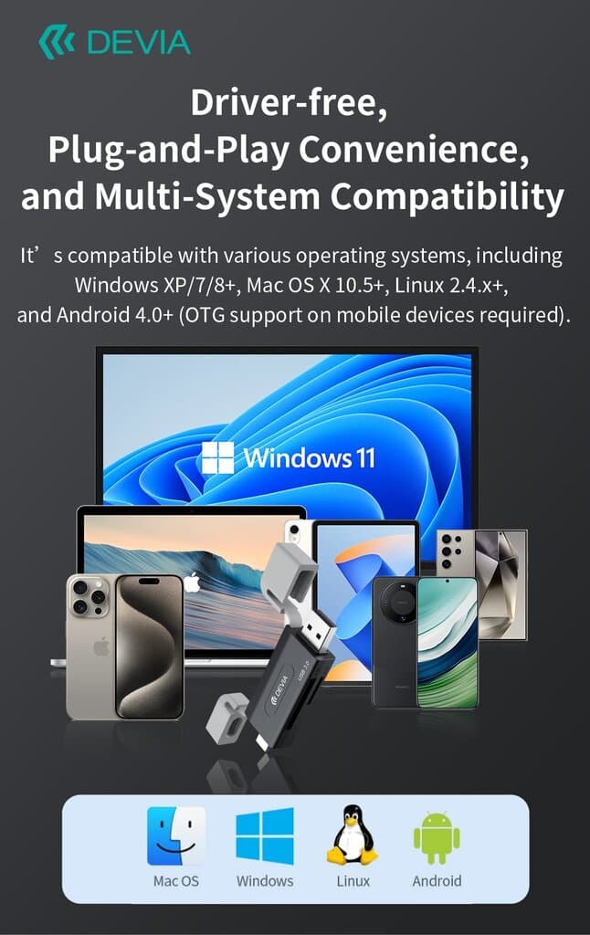 DEVIA Leopard Series USB+Type-C 3.0 To SD/TF 2 In 1 High-Speed Card Reader 4