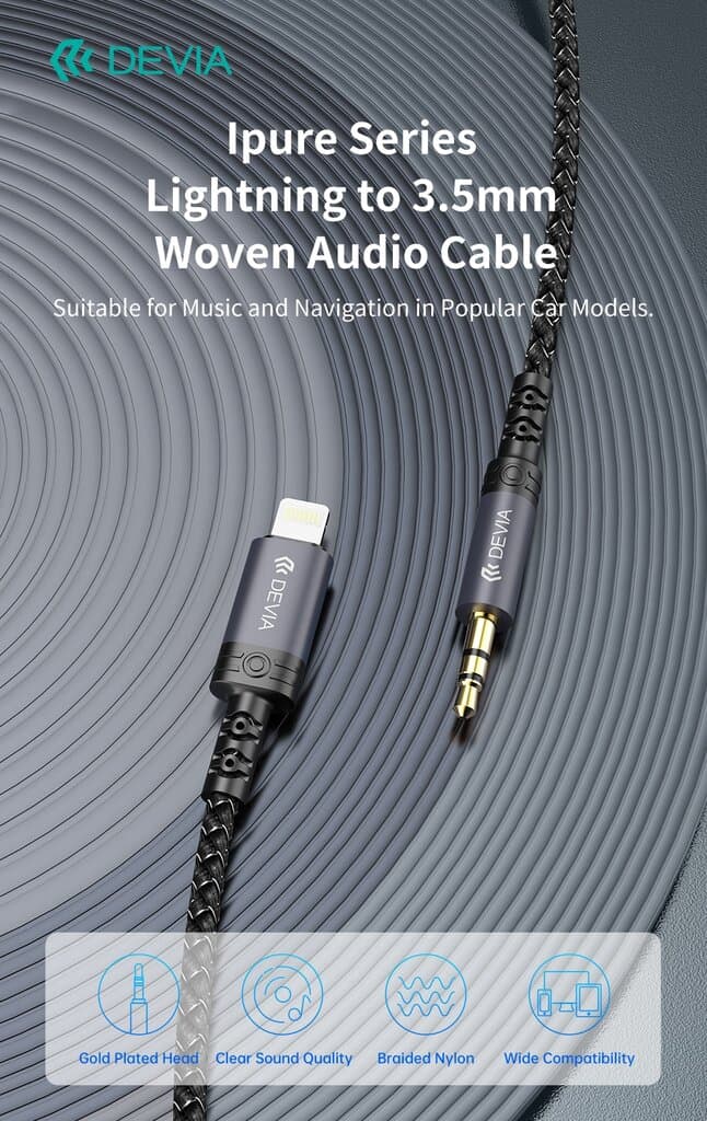 DEVIA Ipure Series Lightning to 3.5mm Woven Audio Cable 2