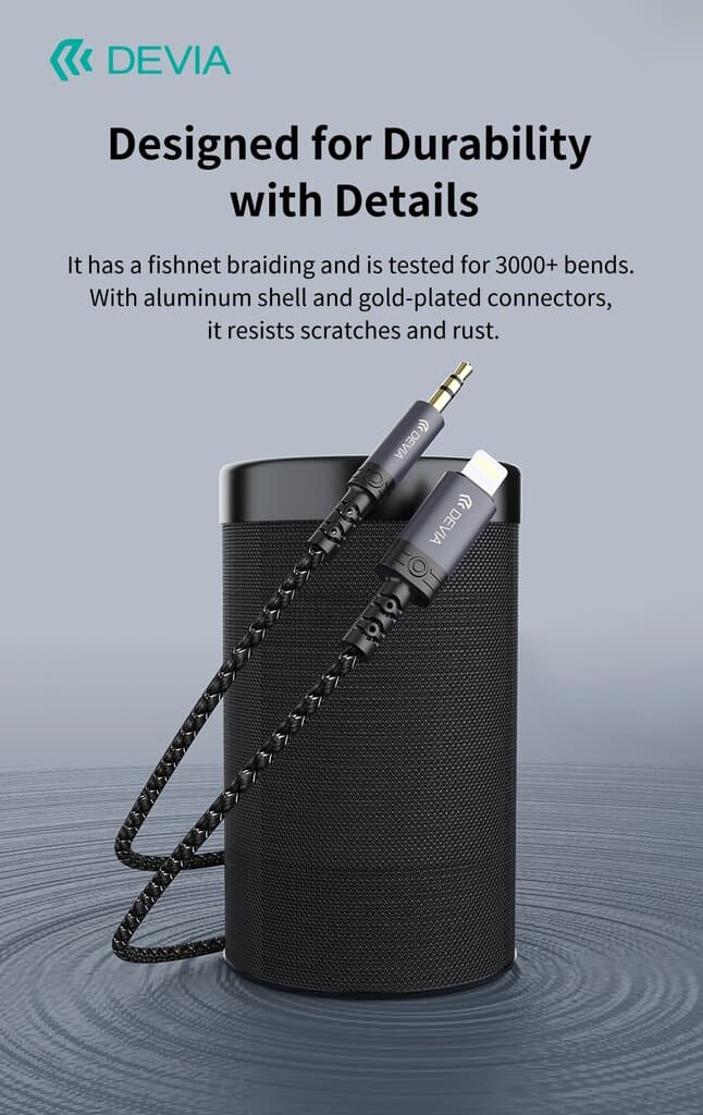 DEVIA Ipure Series Lightning to 3.5mm Woven Audio Cable 3