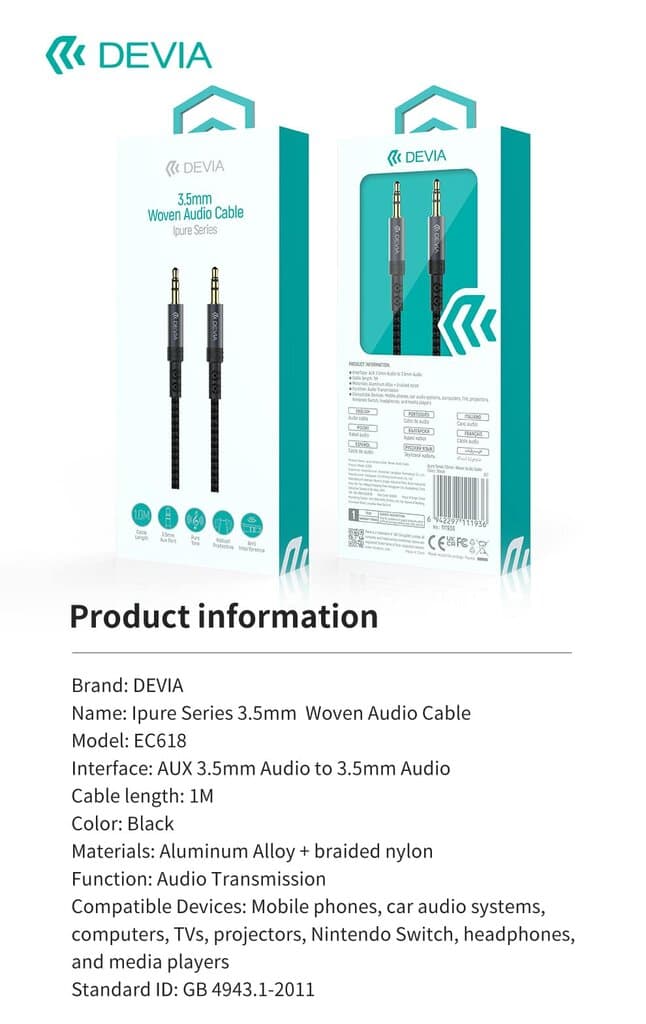 DEVIA Ipure Series 3.5mm  Woven Audio Cable 5