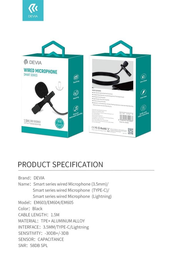 Devia Smart Series Wired Microphone  (Lightning) 7