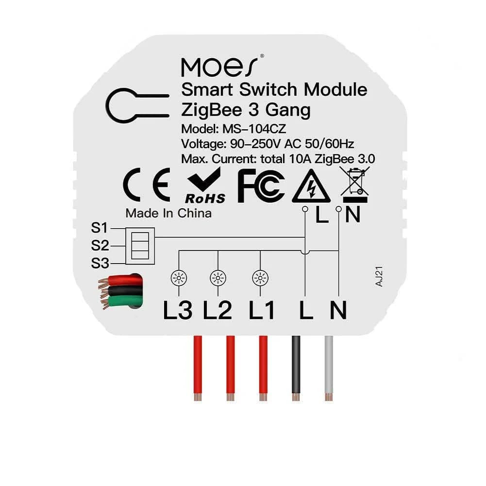 Moes MINI Zigbee smart switch 3 gang