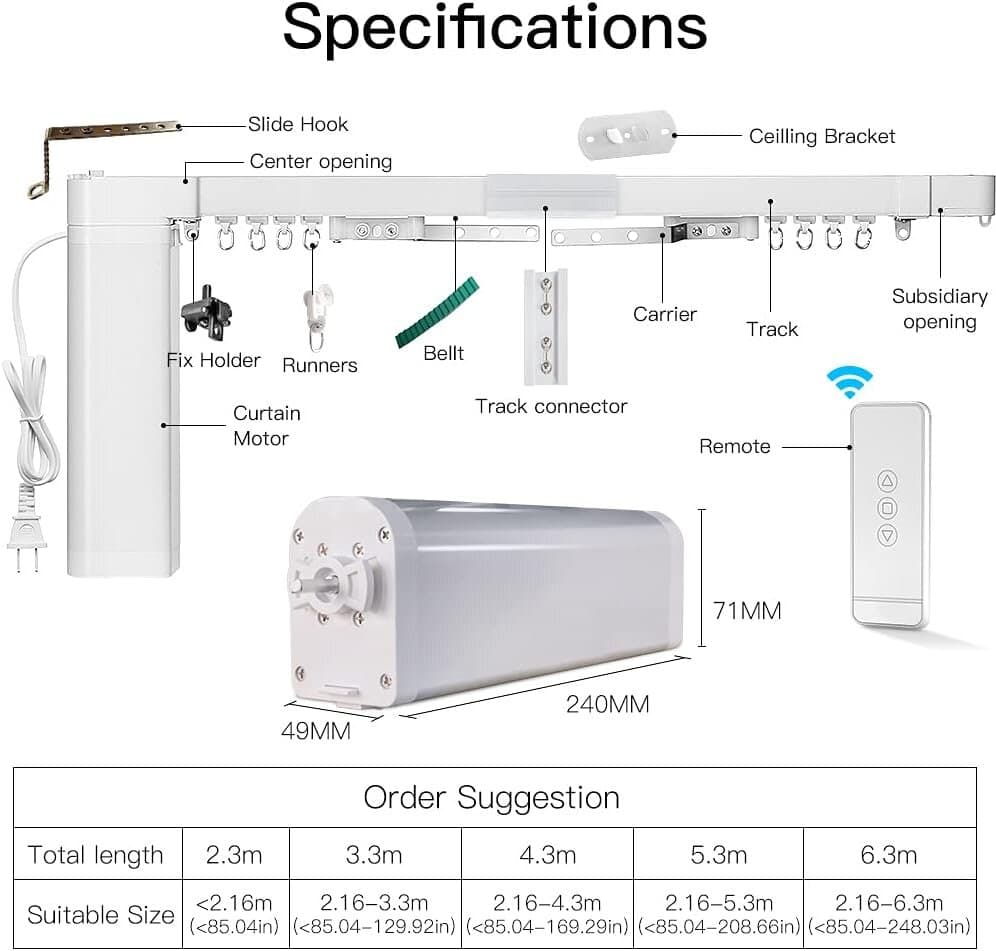 Moes WIFI curtain motor + Splicing rail + remoter 4.2m 6