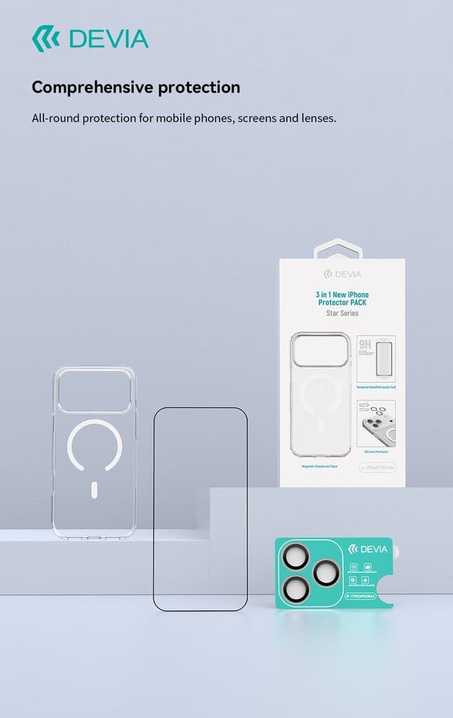 DEVIA Star Series 3 in 1 New iPhone Protector PACK - iPhone 17 Pro Max 3