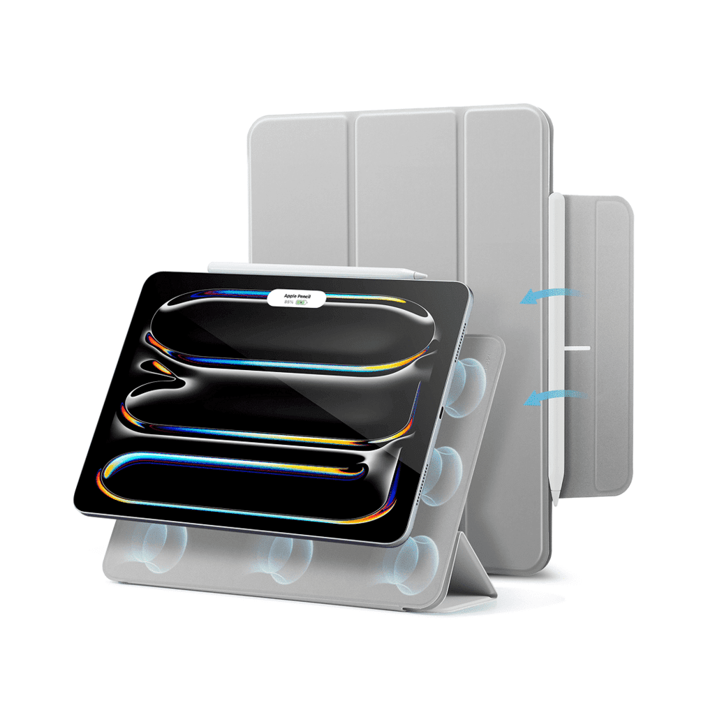 ESR Rebound Magnetic Case, (2024), Grey - 1B1960503 - iPad Air 13 (2024), Pro 12.9 (6th/5th/4th Gen)