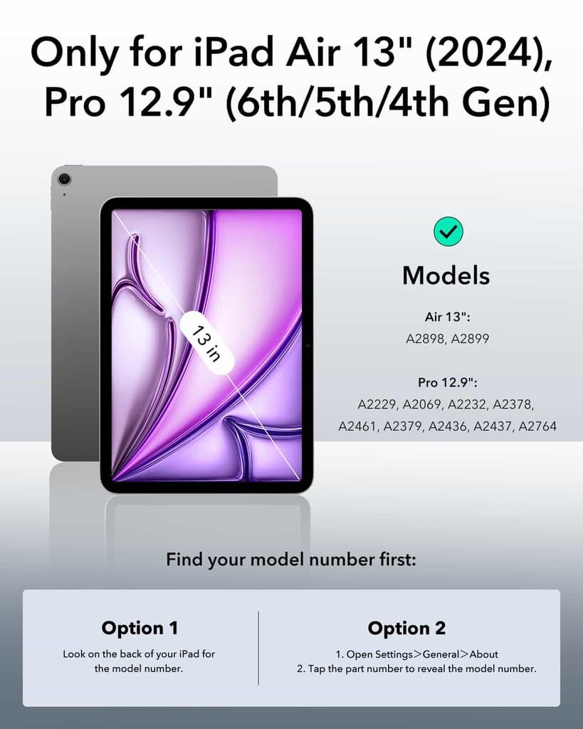 ESR Rebound Magnetic Case, Compatible with iPad Air 13 (2024), Pro 12.9 (6th/5th/4th Gen), Lavender - 1B1980403 2