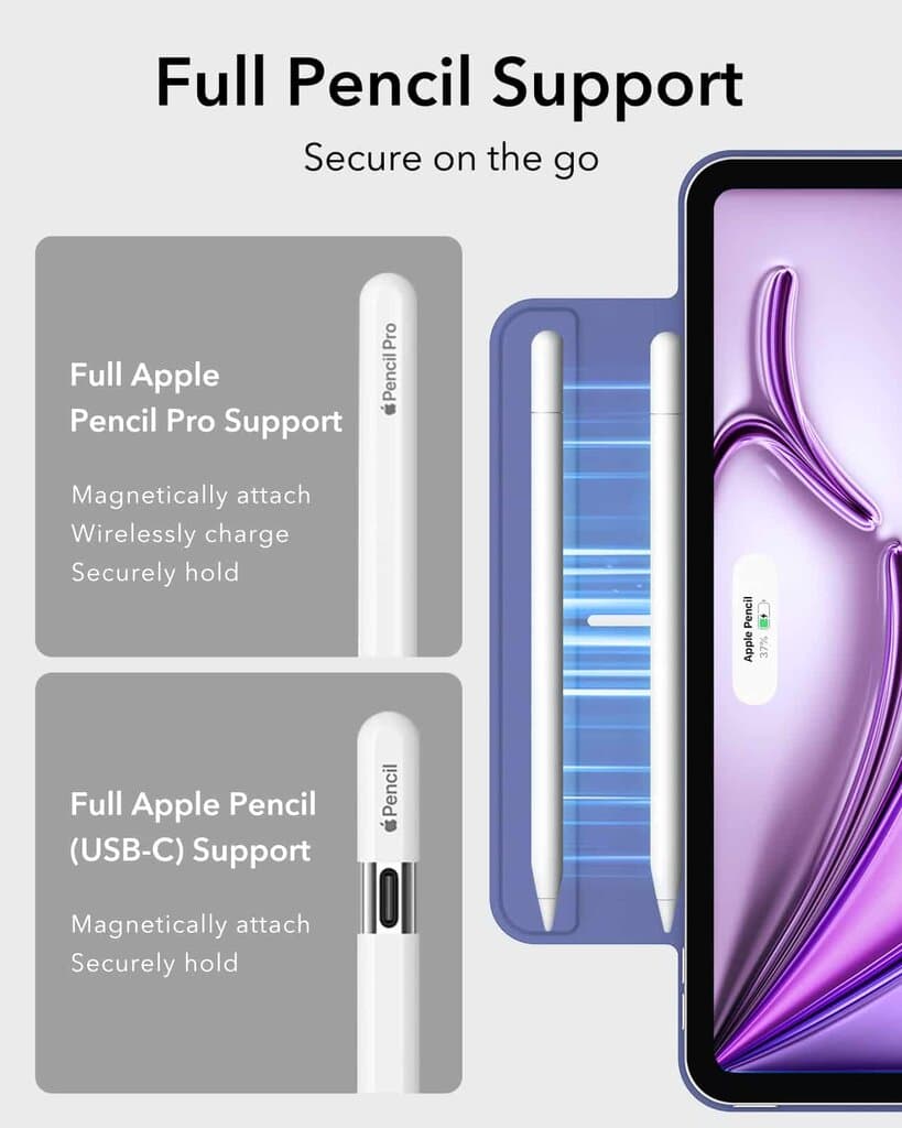 ESR Rebound Magnetic Case, Compatible with iPad Air 13 (2024), Pro 12.9 (6th/5th/4th Gen), Lavender - 1B1980403 6