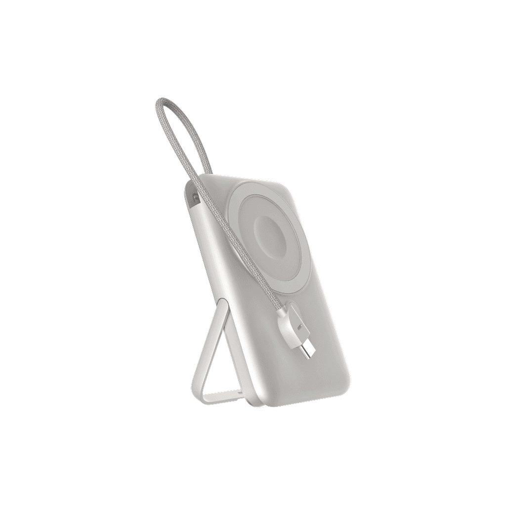 Devia Extreme Speed Series 22.5W 4 in 1 Magnetic Power Bank With Bracket And Built-in Cable (10000mAh) - Aurora silver 4