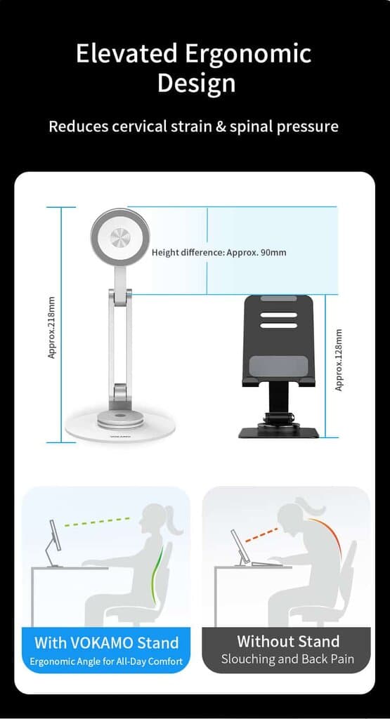 Vokamo Alloy Magnetic Double-Layer Rotatable Phone Holder Silver 7