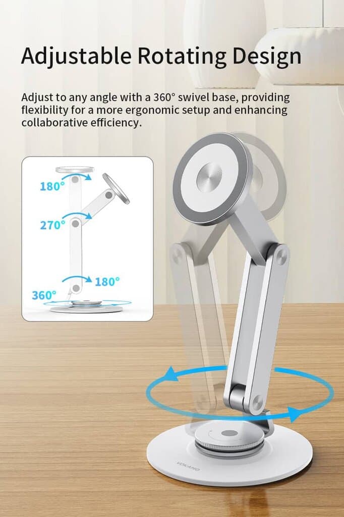 Vokamo Alloy Magnetic Double-Layer Rotatable Phone Holder Silver 8