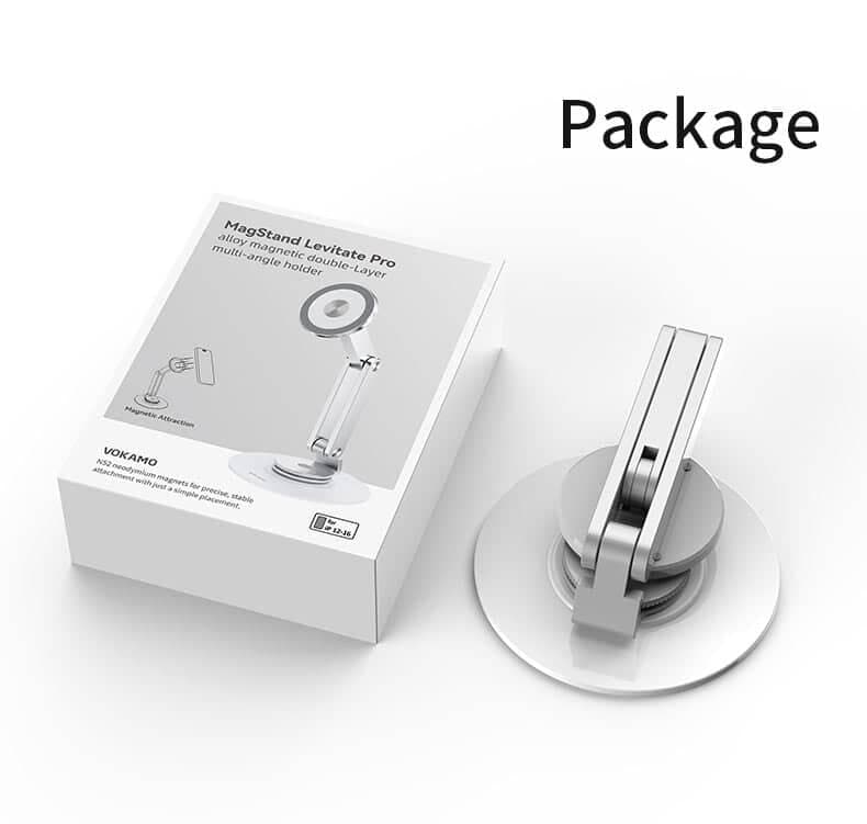 Vokamo Alloy Magnetic Double-Layer Rotatable Phone Holder Silver 11