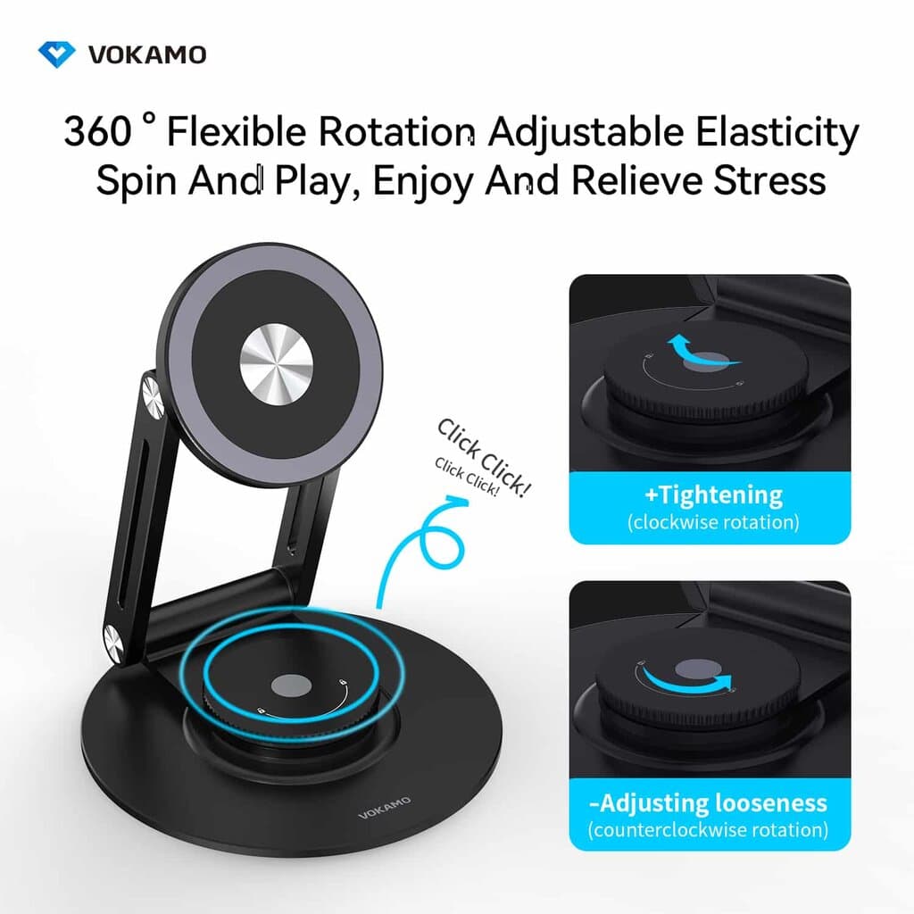 Vokamo MagStand Levitate Alloy Magnetic Multi-angle Holder - Black 4
