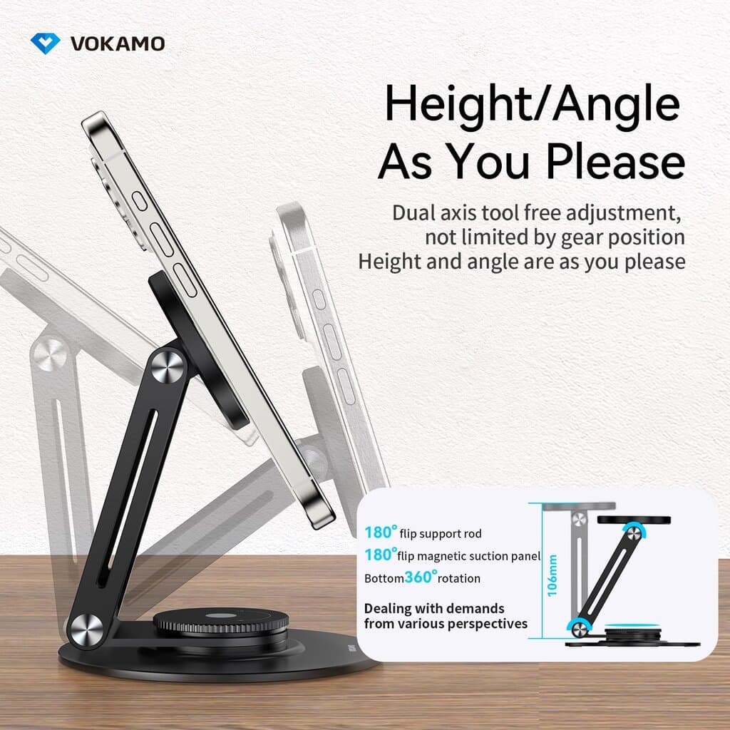 Vokamo MagStand Levitate Alloy Magnetic Multi-angle Holder - Black 6