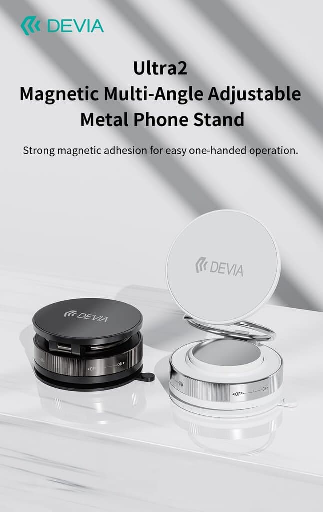 Devia Ultra2 Magnetic Multi-Angle Adjustable Metal Phone Stand - White 5