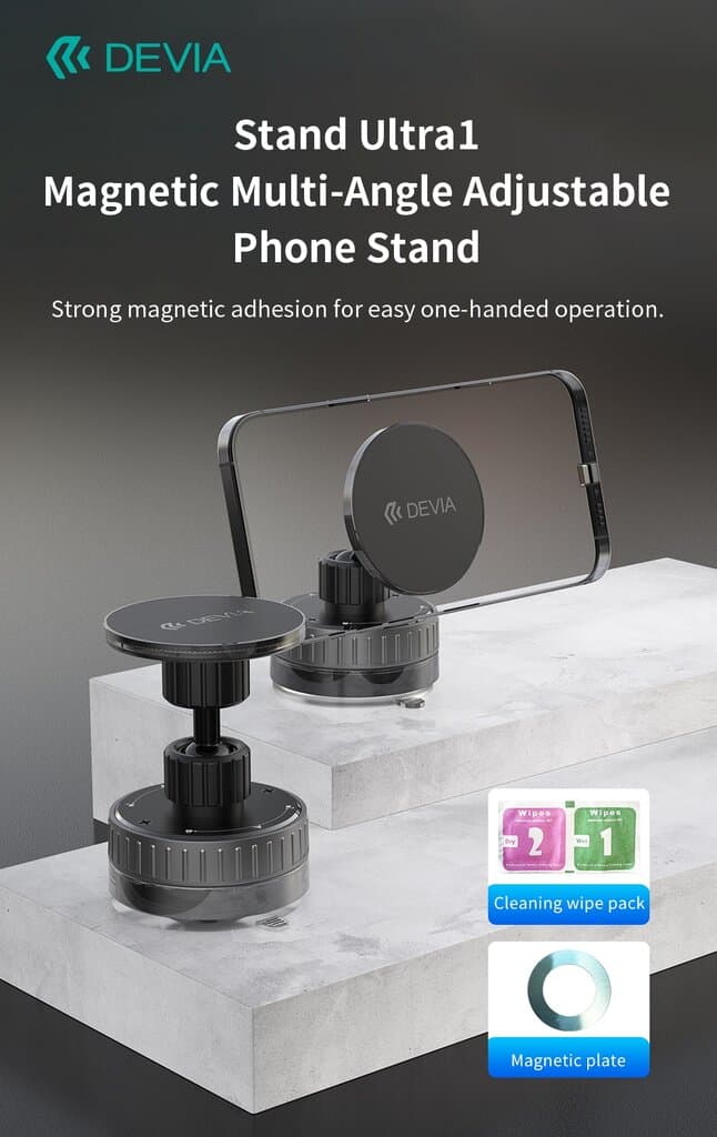Devia Stand Ultra1 Magnetic Multi-Angle Adjustable Phone Stand - ES087 - Black 4