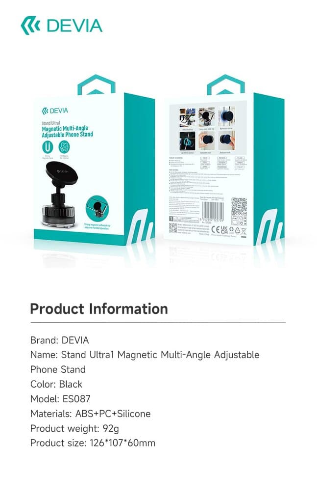 Devia Stand Ultra1 Magnetic Multi-Angle Adjustable Phone Stand - ES087 - Black 10