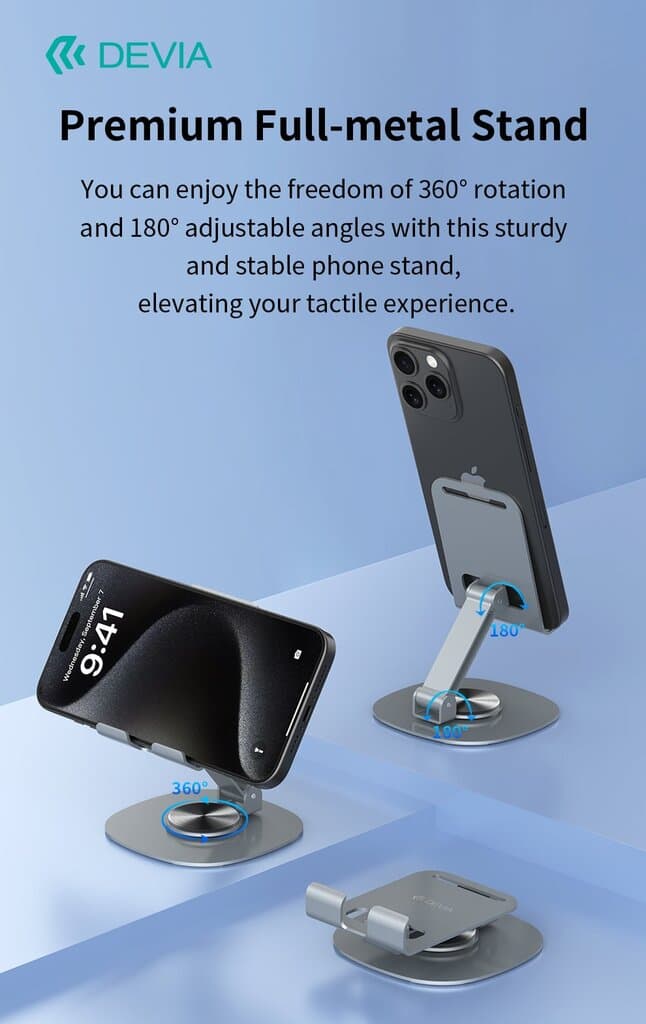 DEVIA Kintone Series 360°Rotation Foldable Metal Phone Stand EL243 3
