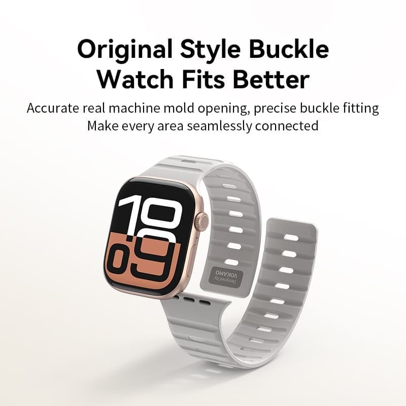 Vokamo iSport Silicone Watch Strap  (Magnetic + Metal Buckle)- (44/45/46/49MM) - Black + Orange 6