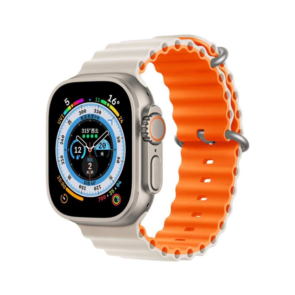 DEVIA iWatch 42|44|45|49mm Deluxe Series Sport6 Silicone Two-tone Watch Band - starlight+orange 1