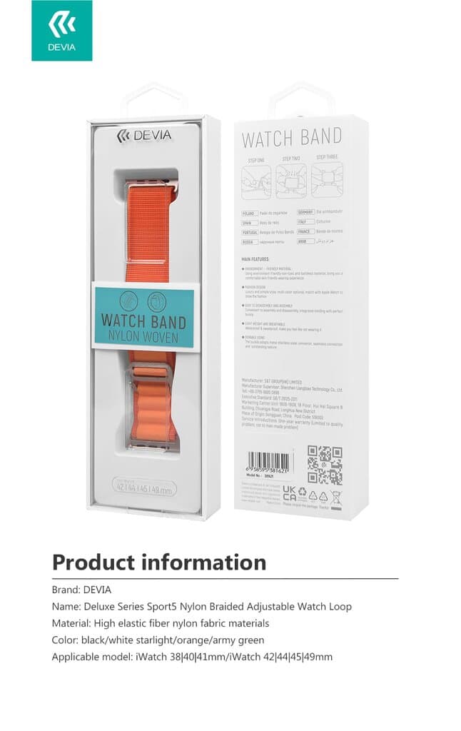 DEVIA iWatch 42|44|45|49mm Deluxe Series Sport5 Nylon Braided Adjustable Watch Loop - white starlight 3