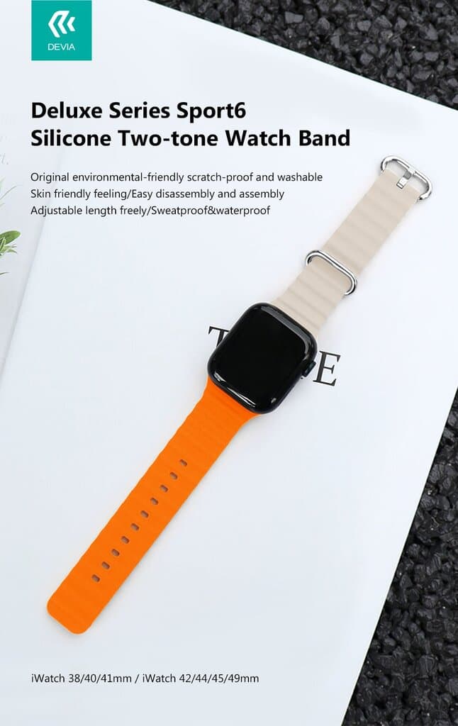 DEVIA iWatch 42|44|45|49mm Deluxe Series Sport5 Nylon Braided Adjustable Watch Loop - white starlight 4