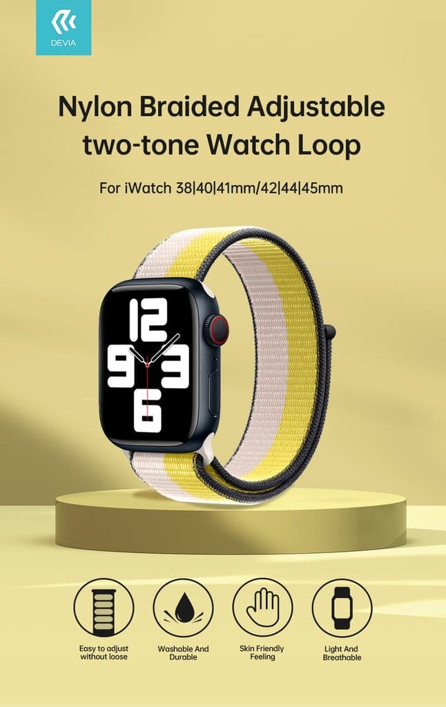 DEVIA iWatch 38|40|41mm Nylon Braided Adjustable Two-Tone Watch Loop - Eucalyptus Green - 38/40/41mm 2