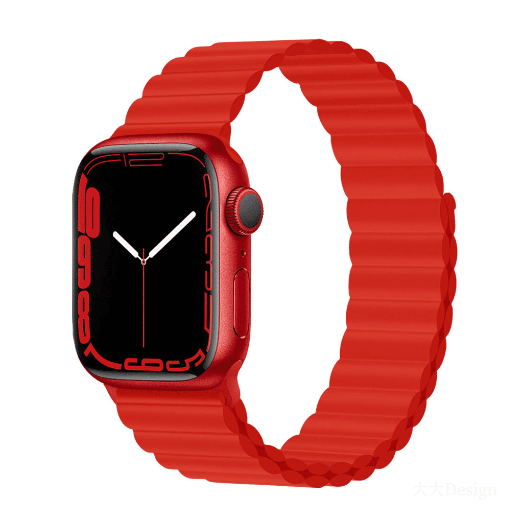 DEVIA Deluxe Series Sport3 Silicone Magnet Watch Band for Apple Watch (Red) - 42/44/45/46/49mm 1