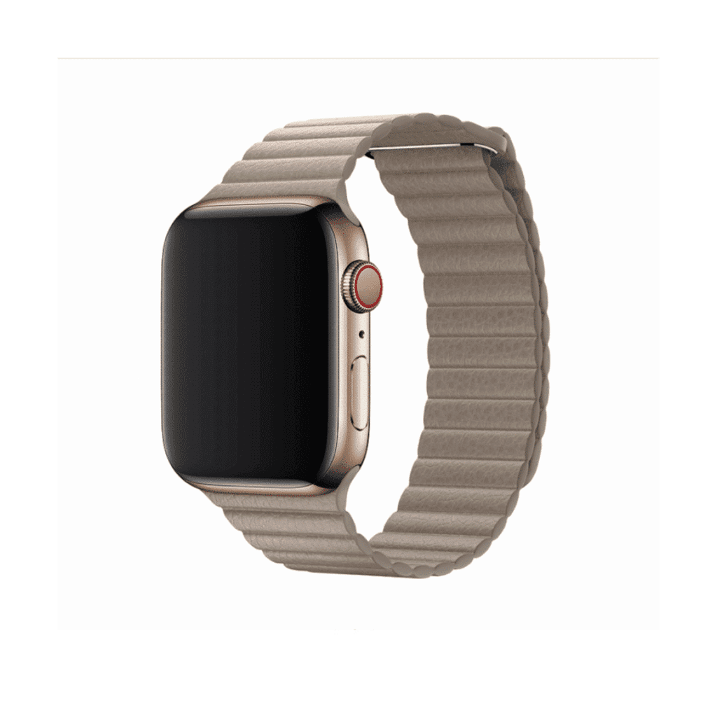 DEVIA Elegant Leather Loop Watch Band for Apple Watch ( stone ) – Premium Style, Comfort - 42/44/45/46/49mm 1