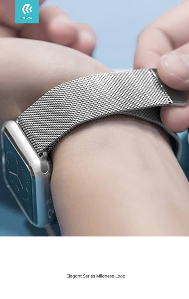 DEVIA Elegant Series Milanese Loop Watch Band for Apple Watch ( Silver ) – Sleek &amp; Stylish Design - 42/44/45/46/49mm 2