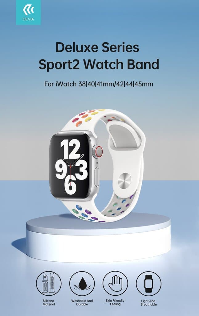 DEVIA iWatch 42|44|45|49mm Deluxe Series Sport2 Watch Band - black 2