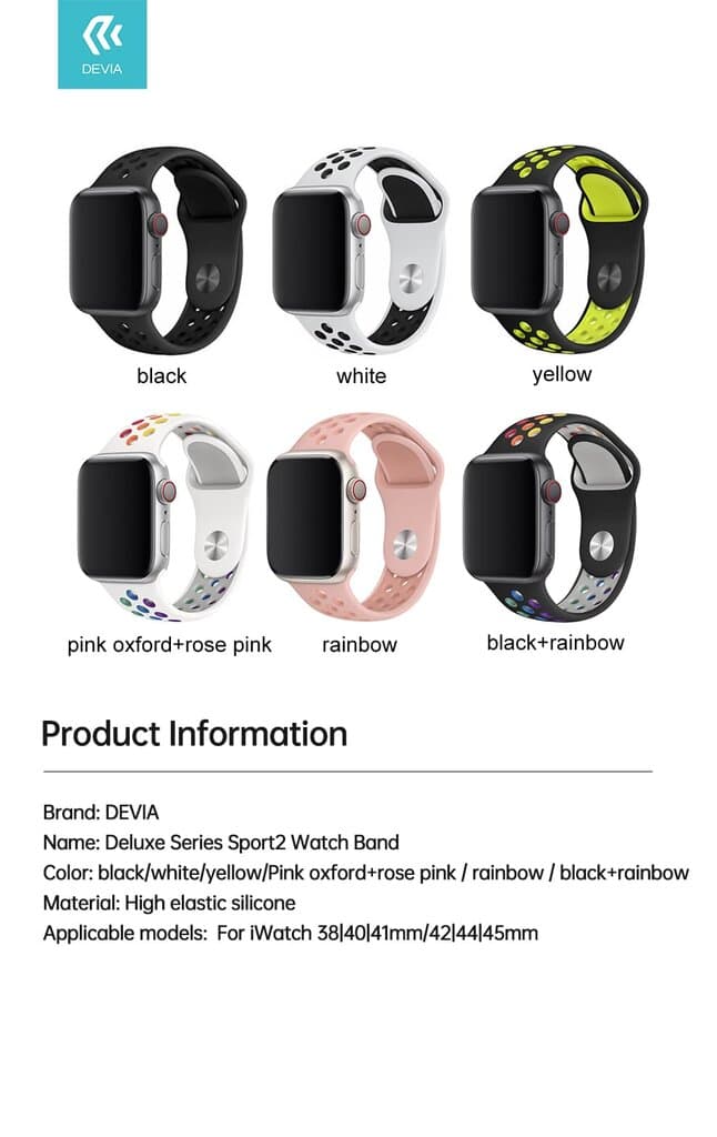 DEVIA iWatch 42|44|45|49mm Deluxe Series Sport2 Watch Band - rainbow 5