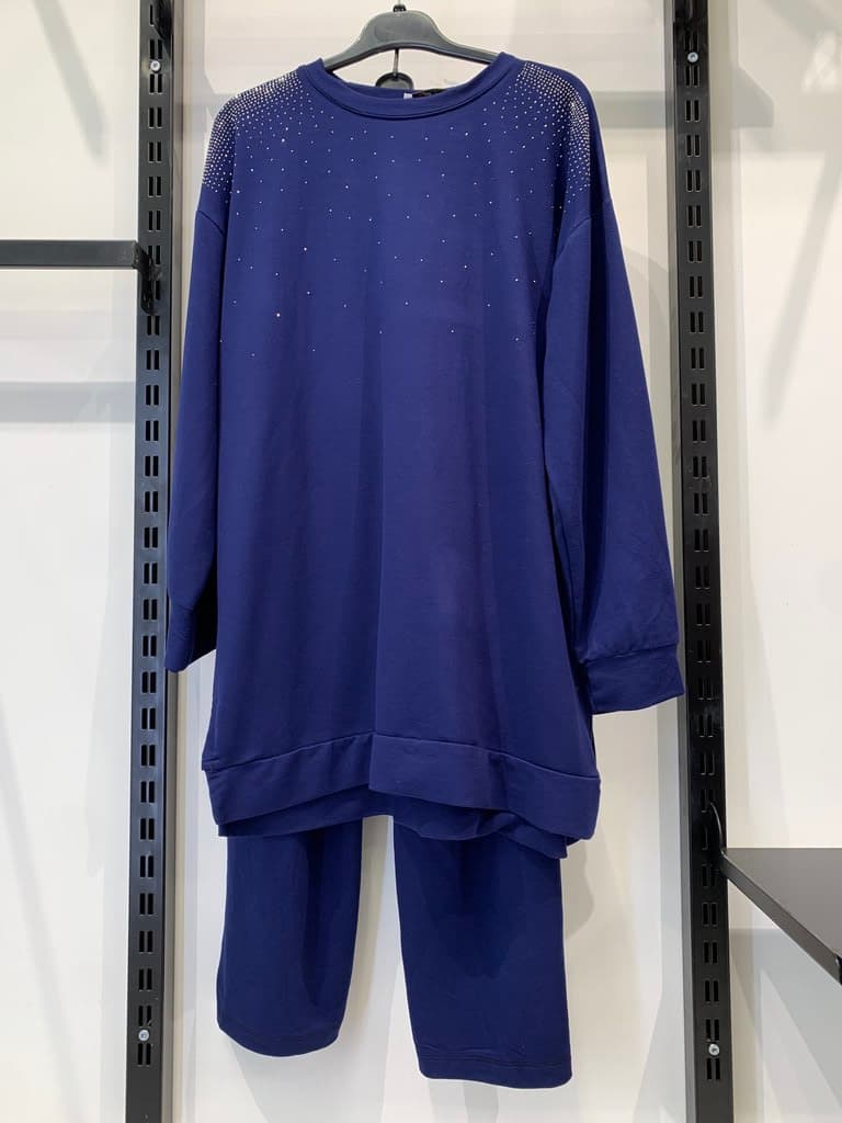 Miyu Mix Women's Cotton 2 Piece Set - Navy Blue (M)