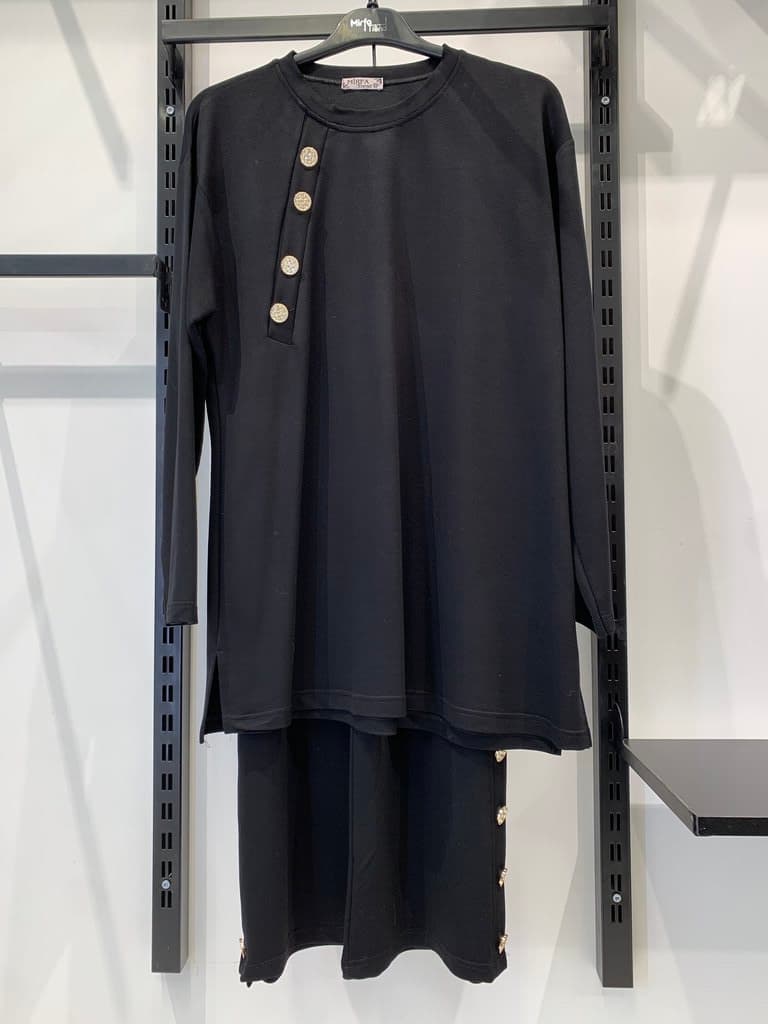 Mirfa Women's Cotton 2 Piece Set - Black (M)