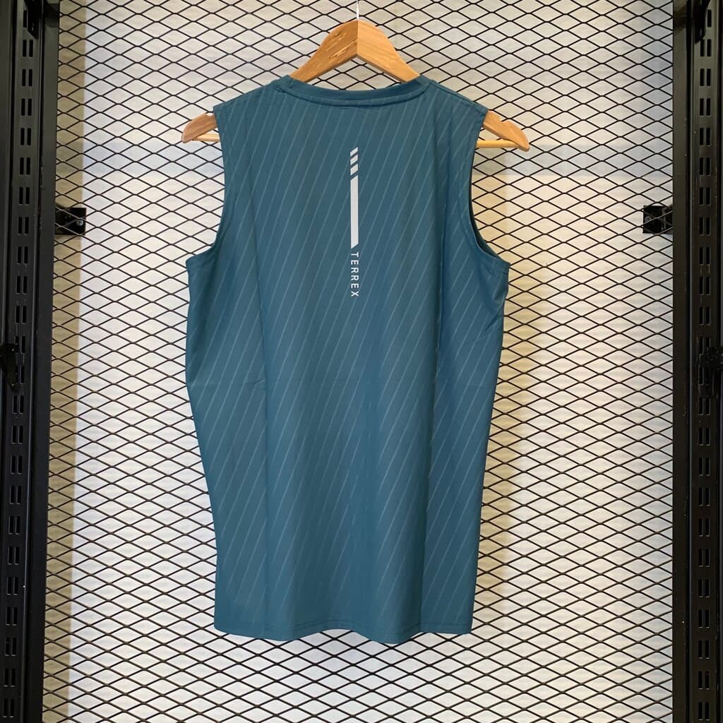 Adidas Sleeveless Men's Workout Top - Teal Blue (S) 6