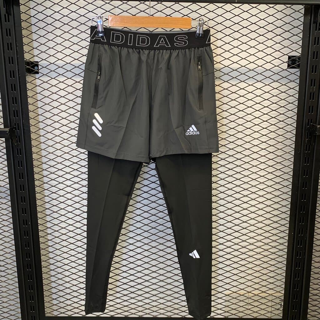 Adidas Men's Athletic Shorts and Leggings - Gray (M) 2