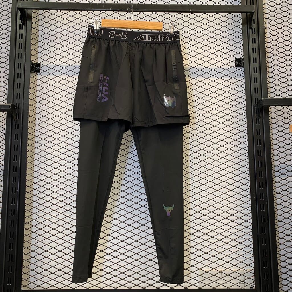 Under Armour The Rock Men's Athletic Shorts and Leggings - Black (M)