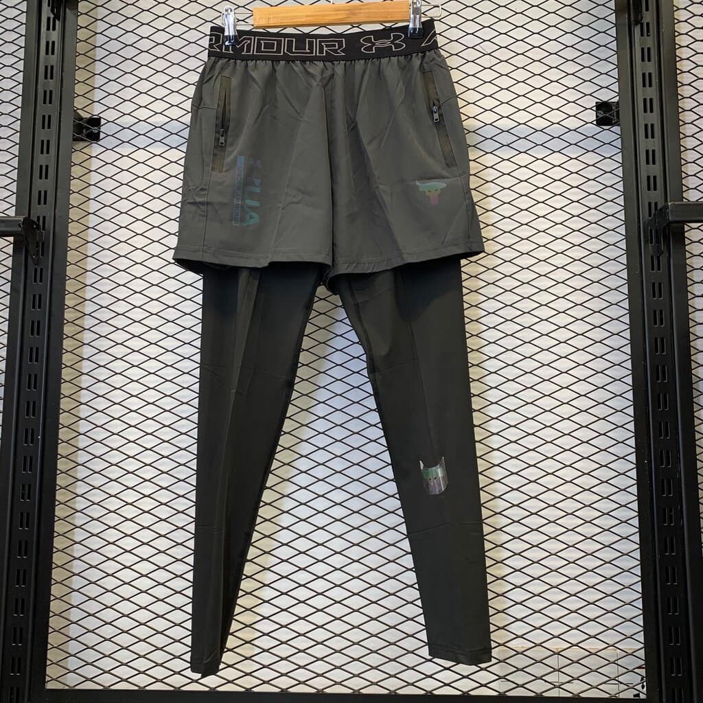 Under Armour The Rock Men's Athletic Shorts and Leggings - Gray (M)