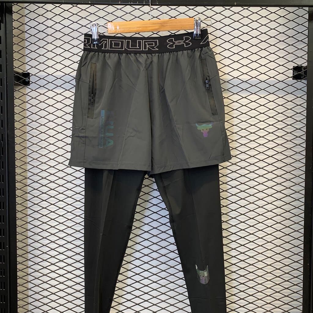 Under Armour The Rock Men's Athletic Shorts and Leggings - Gray (M) 2