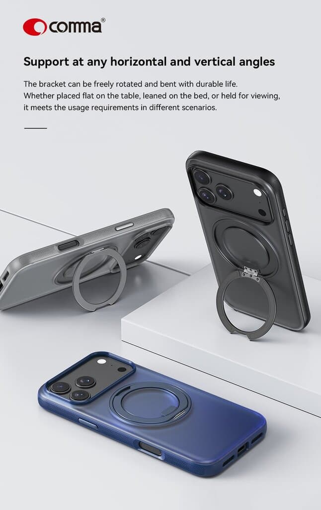 Comma Joy Elegant Magnetic  360° Rotating Stand Case -  iPhone 17 Pro Max 3