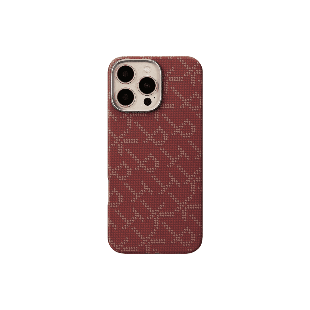 PITAKA Monogram-Gold/RedTactile Woven Case for iPhone 16 Pro max