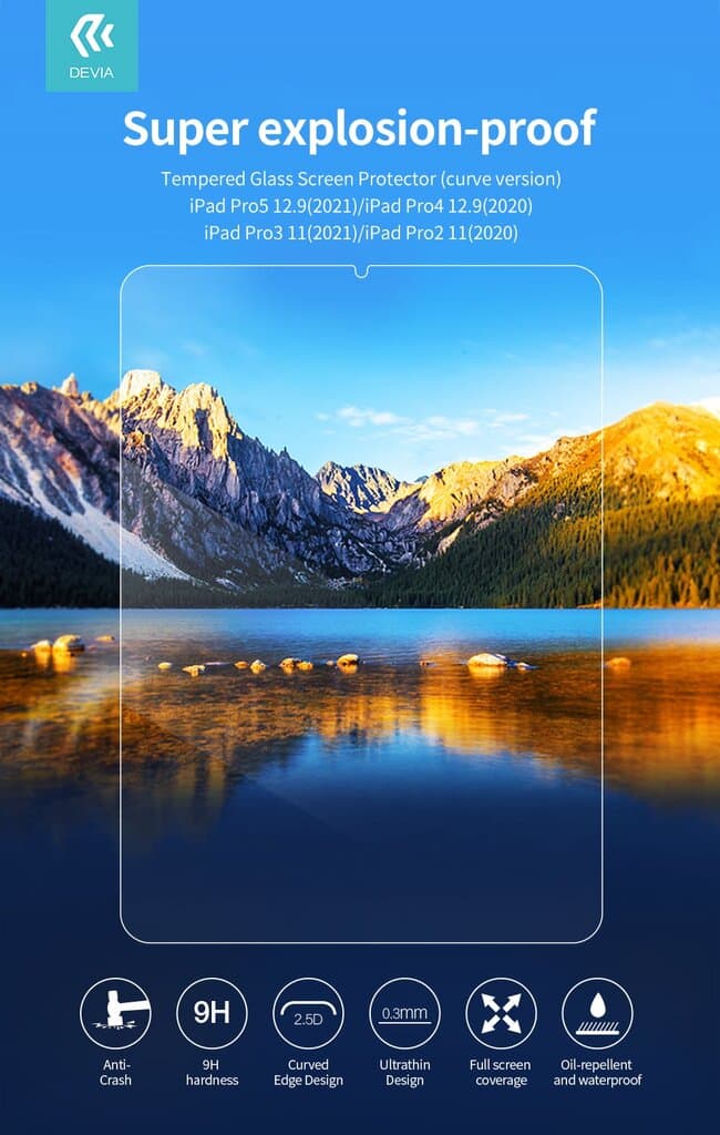 DEVIA Tempered Glass Screen Protector - iPad 9/8/7 10.2 (2021) 2