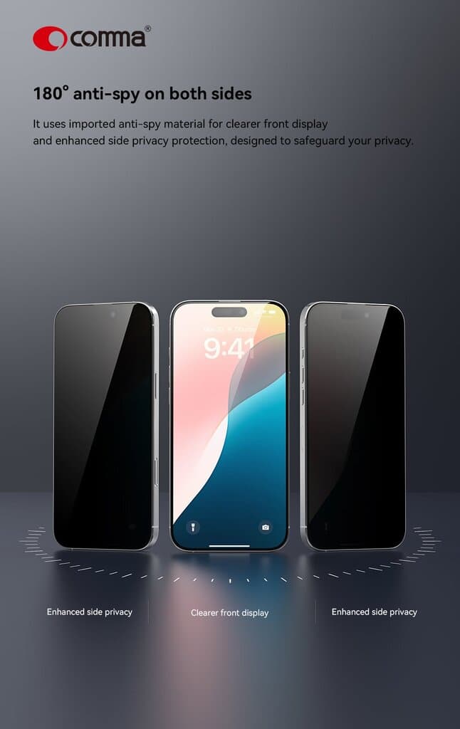 Comma DUN Series Privacy Tempered Glass - iPhone 16 Pro 3