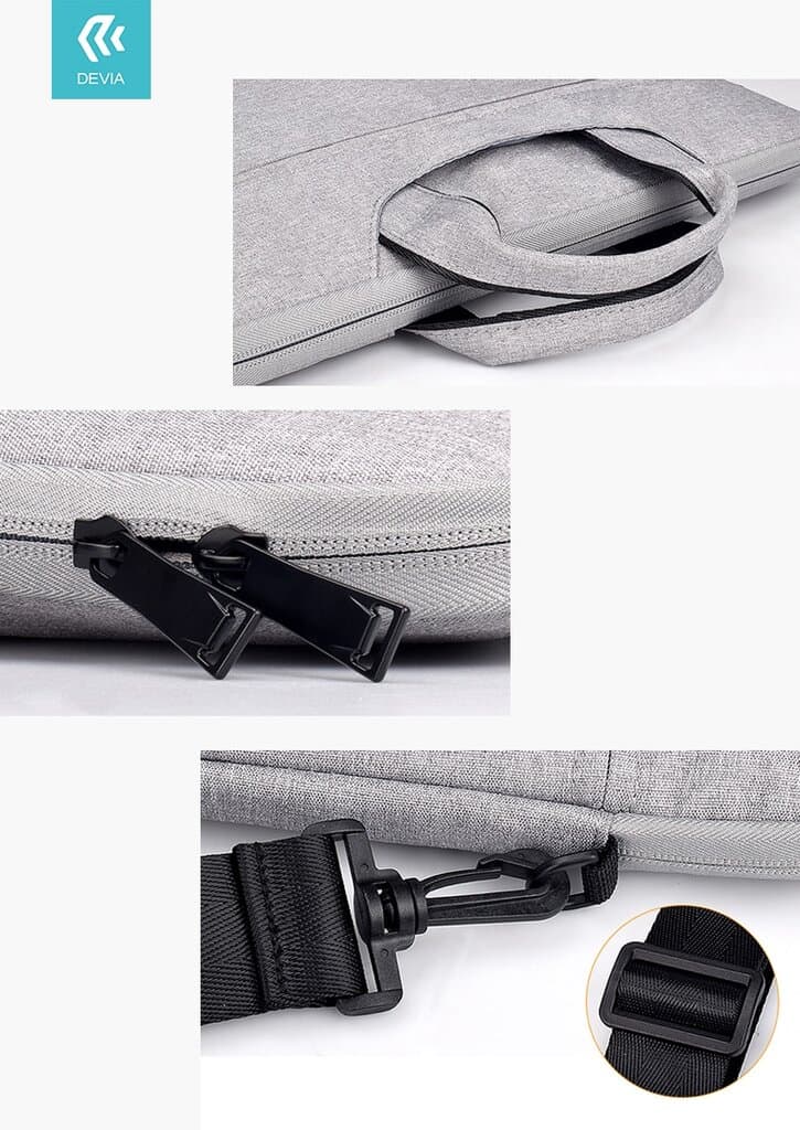 Devia Justyle Mackbook  Hand-Bag - Macbook Air 13.3&Pro 13.3&Pro 14.2 - Light Gray / Black - Black 9