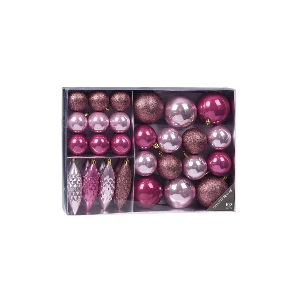 Koopman Xmas Hang Deco Set 31 Pcs Pink