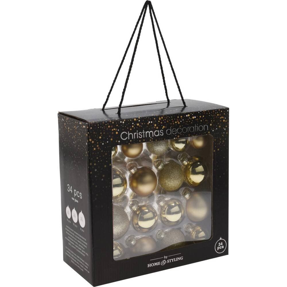 Koopman Xmas Balls Set 34Pcs Gold Clr