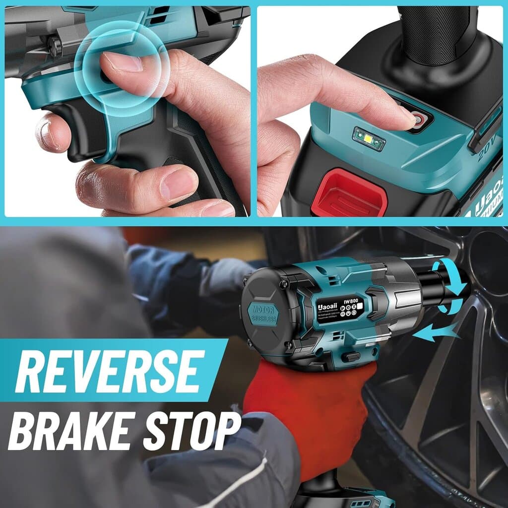 Uaoaii 1000Nm(738ft-lbs) Cordless Impact Wrench High Torque 8