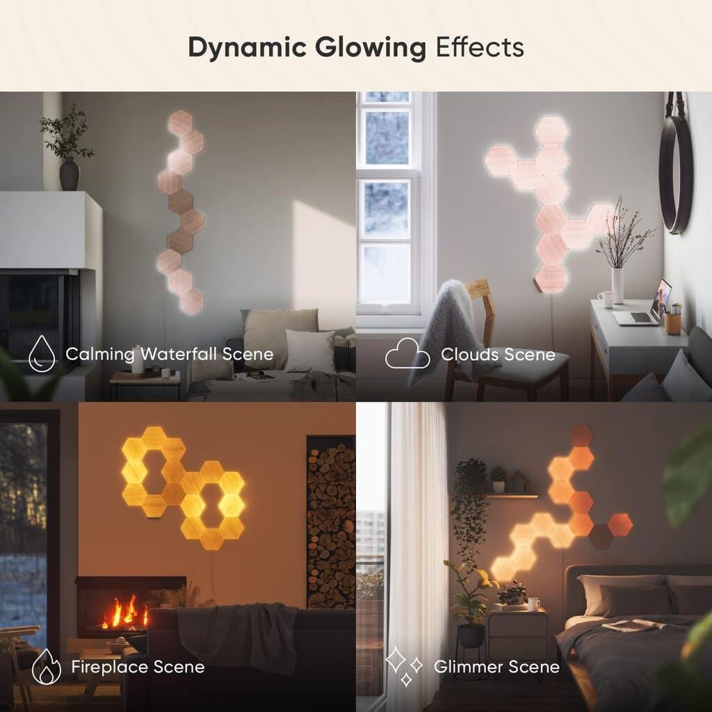 Nanoleaf Elements Hexagons 7 Light Panels - Wood Look 4