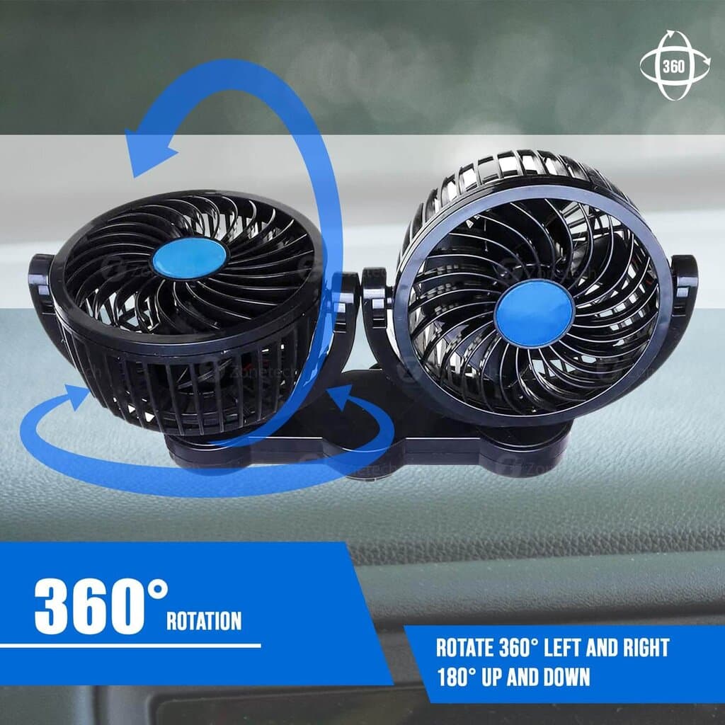 Car Fan 360° Rotatable 12V 2