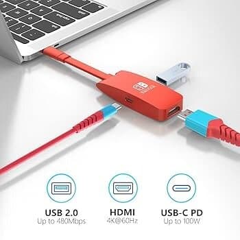 Switch Type C Hub Adapter - RED 2